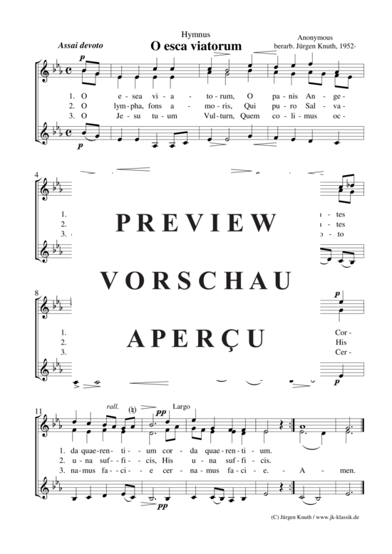 O esca viatorum Hymnus (Frauenchor S S A A) (Frauenchor) von Unbekannt