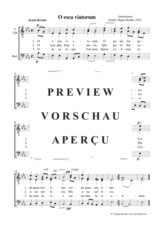 O esca viatorum Hymnus (M nnerchor) (M nnerchor) von Unbekannt