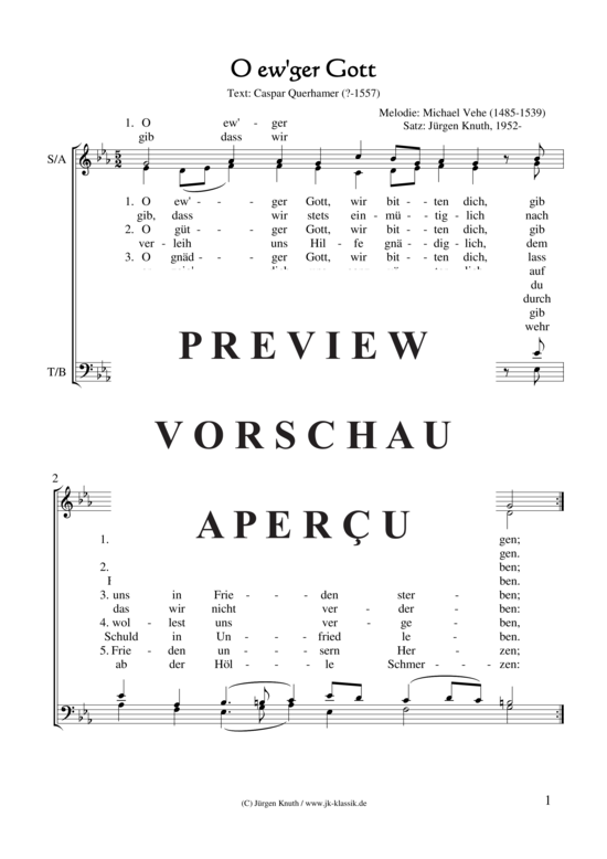 O ew ger Gott (Gemischter Chor) (Gemischter Chor) von Michael Vehe