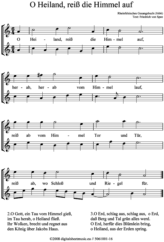 O Heiland rei die Himmel auf (2x Alt-Saxophon) (Duett (Saxophon)) von Weihnachtslied (sehr leicht)