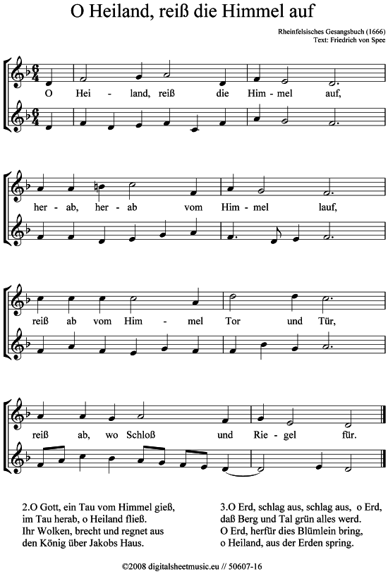 O Heiland rei die Himmel auf (2x Klarinette) (Duett (Klarinette)) von Weihnachtslied (sehr einfach)