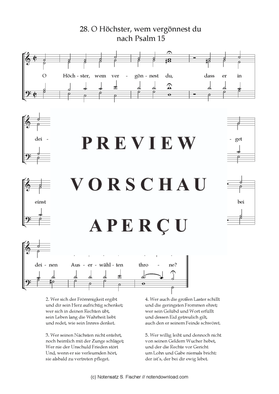 O H chster wem verg nnest du (Gemischter Chor) (Gemischter Chor) von Psalme des Kantons Schaffhausen (1867)