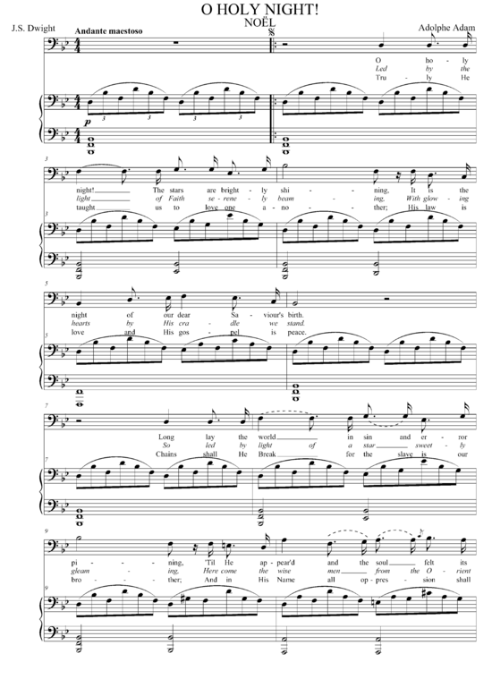 O Holy Night (Bariton + Klavier) (B-Dur) (Klavier  Gesang tief) von Adolphe Adam