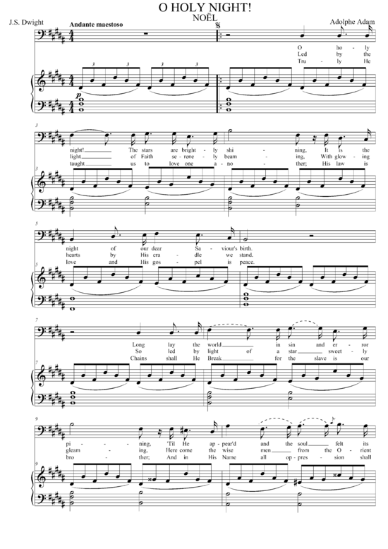 O Holy Night (Bariton + Klavier) (H-Dur) (Klavier  Gesang tief) von Adolphe Adam