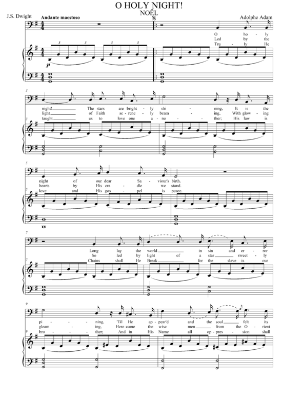 O Holy Night (Bass + Klavier) (G-Dur) (Klavier  Gesang tief) von Adolphe Adam