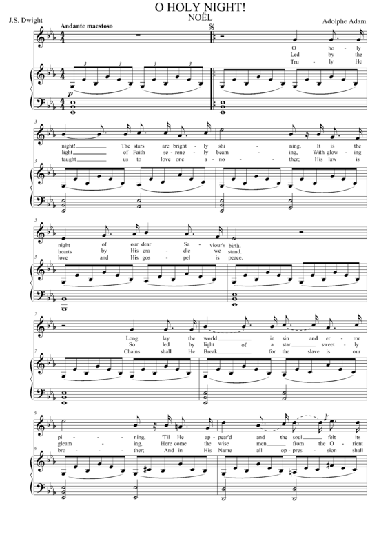 O Holy Night (Gesang hoch + Klavier) (Es-Dur) (Klavier  Gesang hoch) von Adolphe Adam