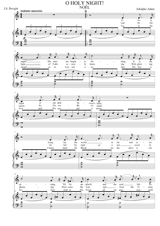 O Holy Night (Gesang mittel + Klavier) (C-Dur) (Klavier  Gesang mittel) von Aolphe Adam