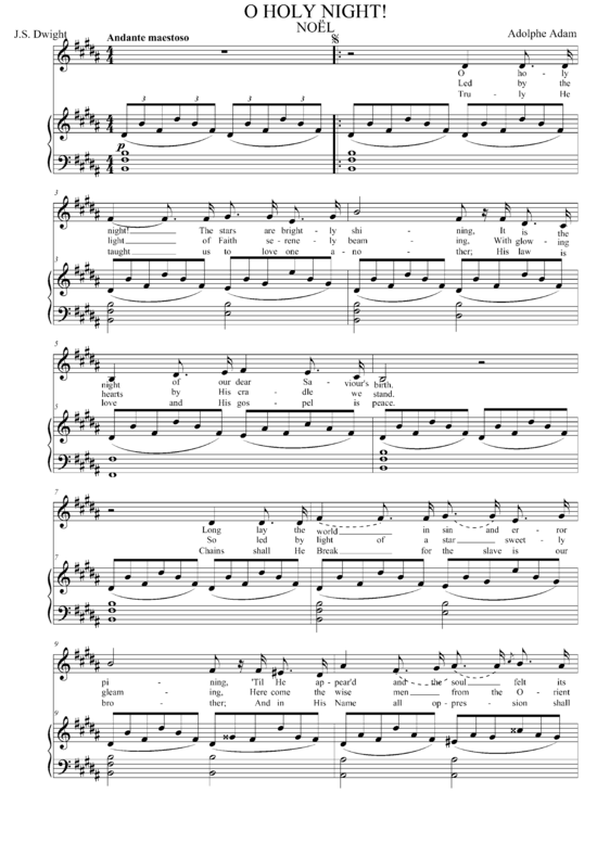 O Holy Night (Gesang mittel + Klavier) (H-Dur) (Klavier  Gesang mittel) von Adolphe Adam