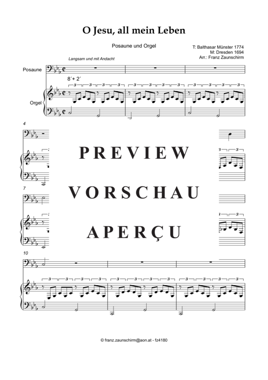 O Jesu all mein Leben bist du (Posaune + Orgel) (Orgel  Posaune) von Traditional