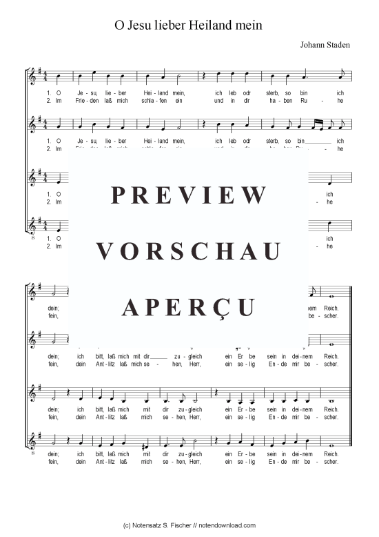 O Jesu lieber Heiland mein (Gemischter Chor) (Gemischter Chor) von Johann Staden