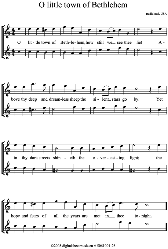 O little town of Bethlehem (2x Alt-Saxophon) (Duett (Saxophon)) von Weihnachtslied (sehr leicht)
