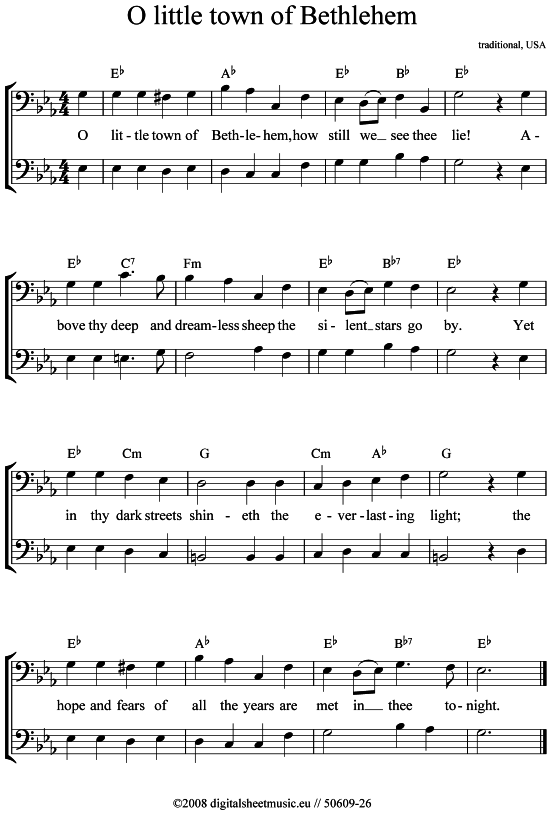 O little town of Bethlehem (2x Posaune in C) (Duett (Posaune)) von Weihnachtslied