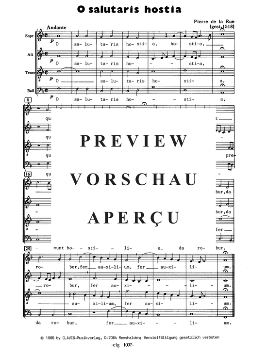 O salutaris hosta (Gemischter Chor) (Gemischter Chor) von Pierre de la Rue