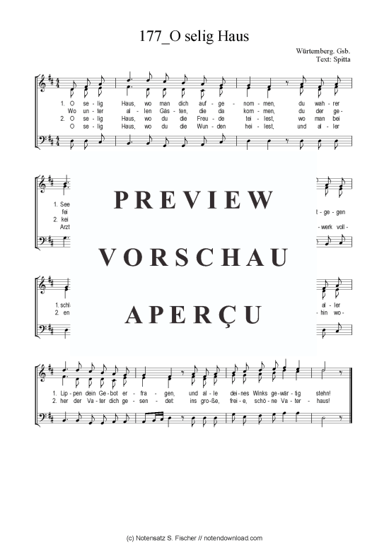 O selig Haus (Gemischter Chor SAB) (Gemischter Chor (SAB)) von W rtemberg. Gsb.  Spitta