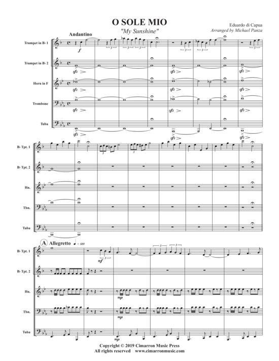 O Sole Mio (Blechbl auml ser Quintett) (Quintett (Blech Brass)) von Eduardo di Capua
