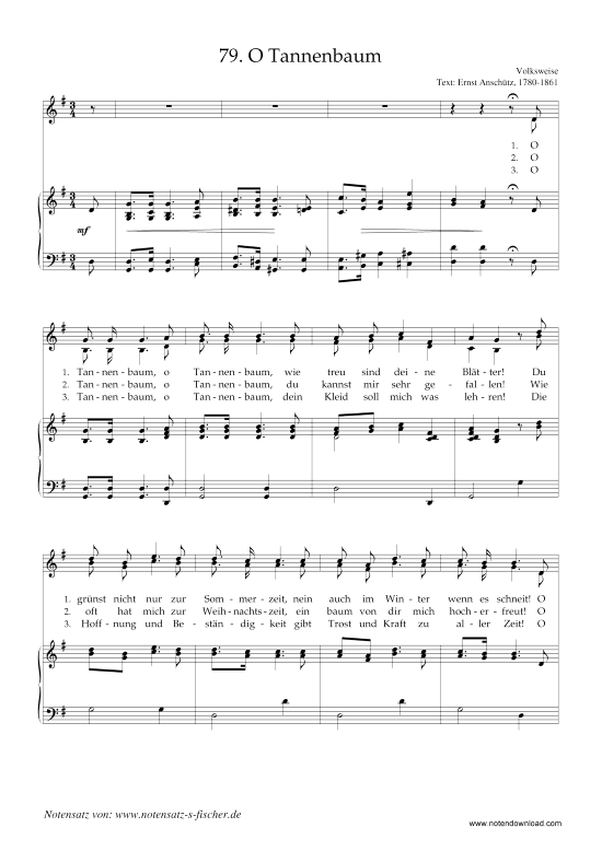O Tannenbaum (Klavier + Gesang) (Klavier  Gesang) von Weihnachtslied