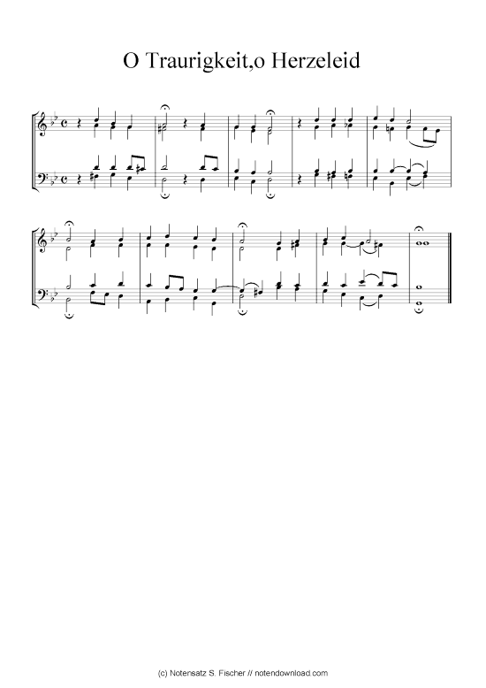 O Traurigkeit o Herzeleid (Klavier Solo) (Klavier Solo) von Johann Ch. G. Stade (Hrsgb.) 1830