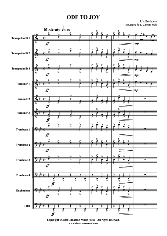 Ode an die Freude (Brass Ensemble) (Ensemble (Blechbl ser)) von Ludwig van Beethoven