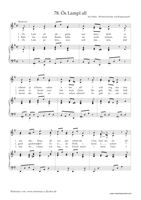  s Lampl all (Klavier + Gesang) (Klavier  Gesang) von Aus Pailler Weihnachtslieder und Krippenspiele 