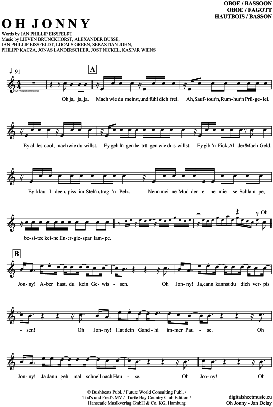 Oh Jonny (Oboe  Fagott) (Oboe Fagott) von Jan Delay