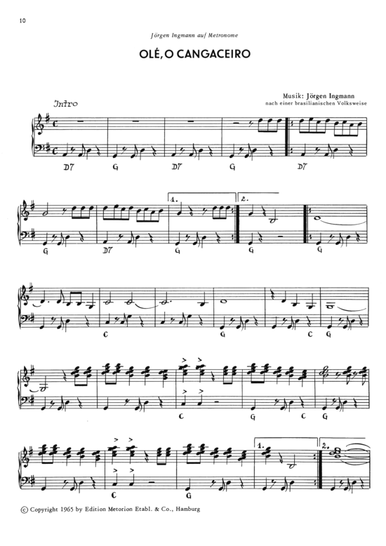 Ol eacute O Cangaceiro (Klavier Solo) (Klavier Solo) von J ouml rgen Ingmann