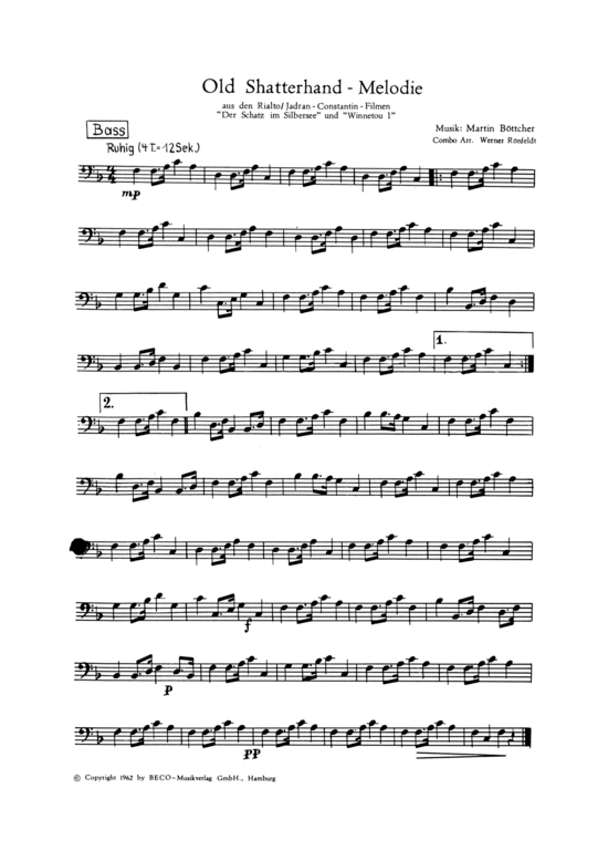 Old Shatterhand-Melodie (Salonorchester) (Combo (Salonorchester)) von Aus Der Schatz im Silbersee  Winnetou I