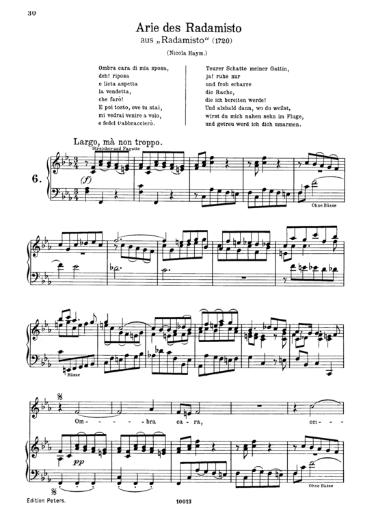 Ombra cara di mia sposa (Sopran + Klavier) (Klavier  Sopran) von G. F. H auml ndel