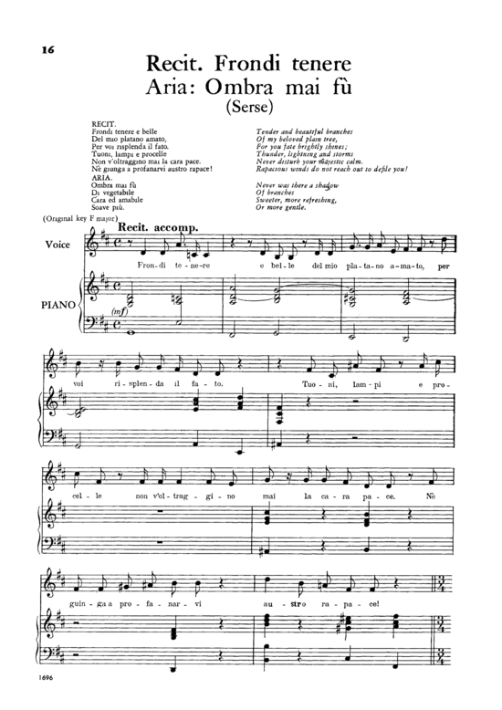 Ombra mai f ugrave (Gesang tief + Klavier) (Klavier  Gesang tief) von G. F. H auml ndel