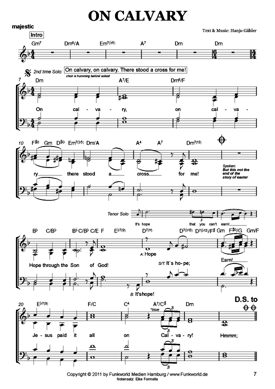 On Calvary (Gemischter Chor) (Gemischter Chor) von Hanjo G auml bler (aus Songs for Gospel Vol. 4)
