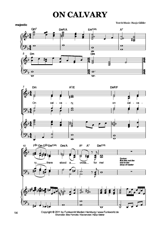 On Calvary (Klavier + Gesang) (Gemischter Chor Klavier) von Hanjo G auml bler (aus Songs for Gospel Vol. 4)