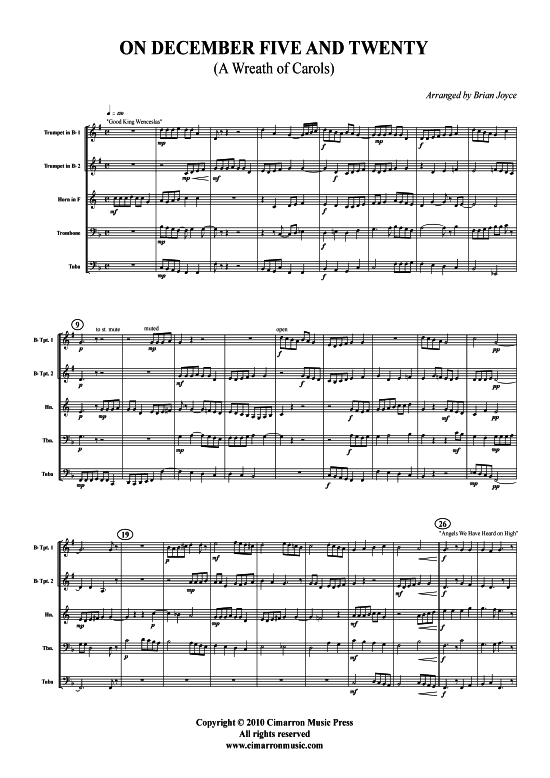 On December Five and Twenty (Blechbl auml serquintett) (Quintett (Blech Brass)) von Weihnachten (1.Weihnachtsfeiertag)