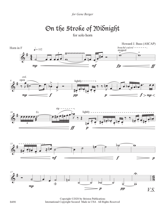 On the Stroke of Midnight (Horn Solo) (Horn in F) von Howard J. Buss