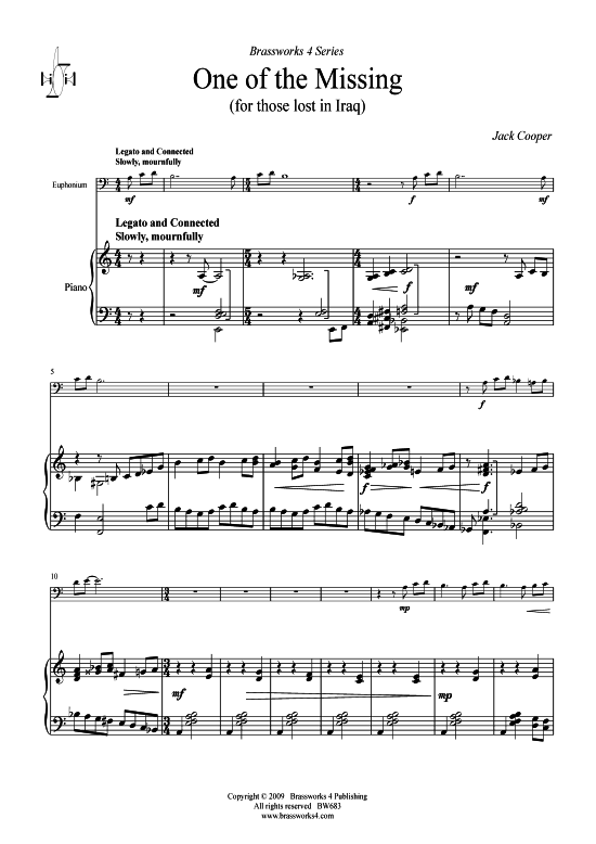 One of the Missing (Bariton-Pos + Klavier) (Klavier  Bariton (Posaune)) von Jack Cooper