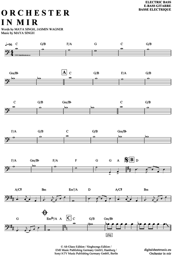 Orchester in mir (E-Bass) (E Bass) von Saphir