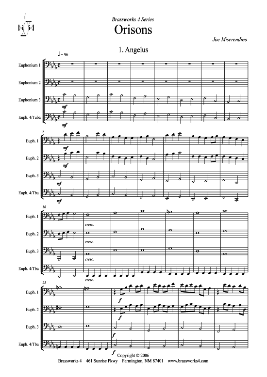 Orisons (Tuba Quartett 2x Bariton 2xTuba) (Quartett (Tuba)) von Joe Miserendino
