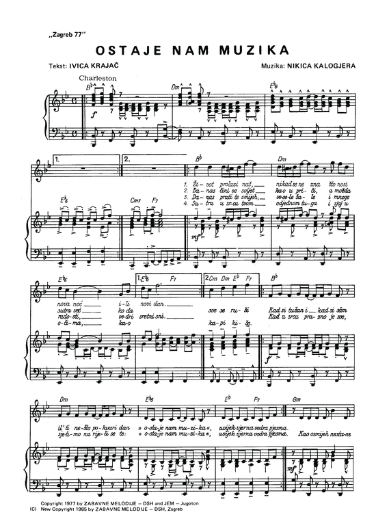 Ostaje Nam Muzika (Klavier + Gesang) (Klavier  Gesang) von Nikica Kalogjera