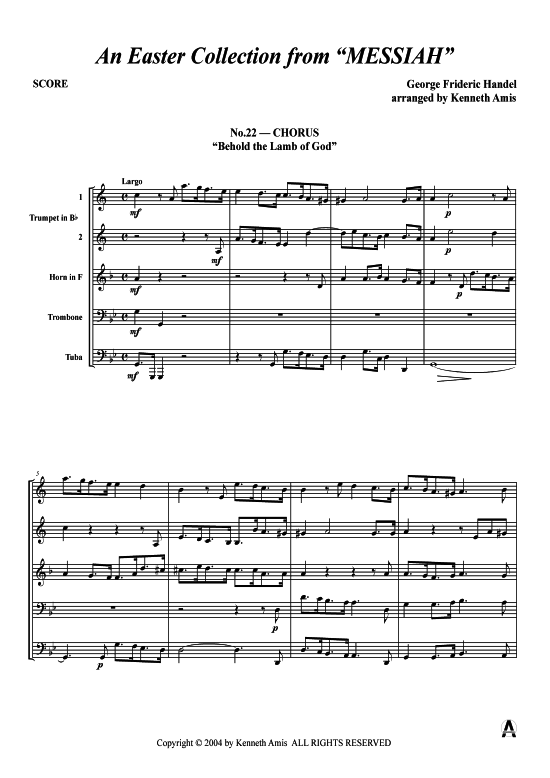Oster-Kollektion aus H ndel (Quintett (Blech Brass)) von G. F. H ndel (3 St cke aus Der Messias)