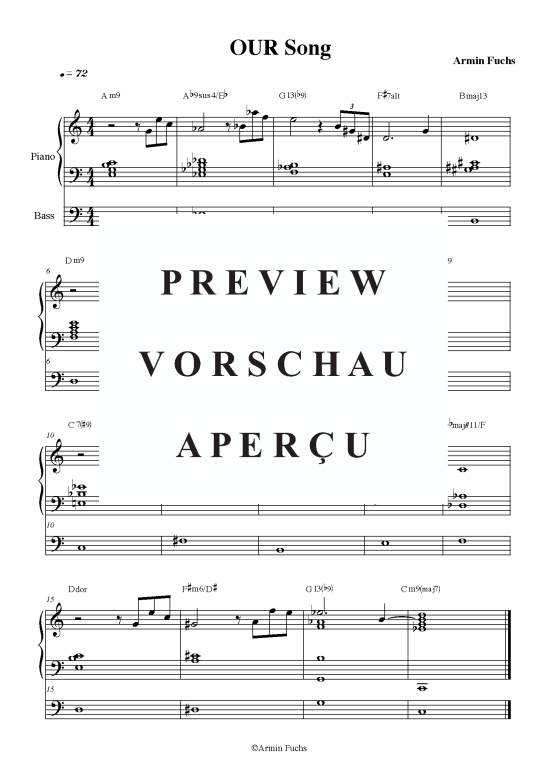 OUR Song (Leadsheet) (Klavier  Melodieinstr.) von Armin Fuchs
