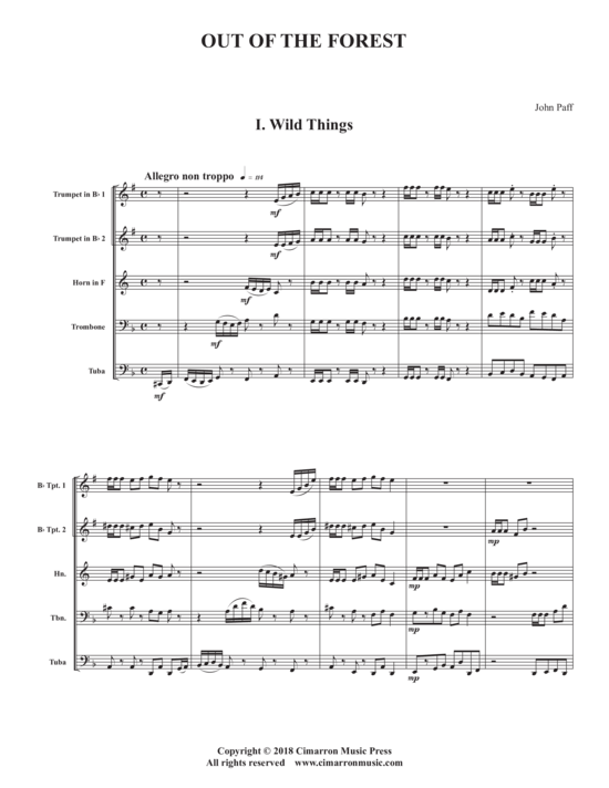 Out of the forest (Blechbl auml ser Quintett) (Quintett (Blech Brass)) von John Paff