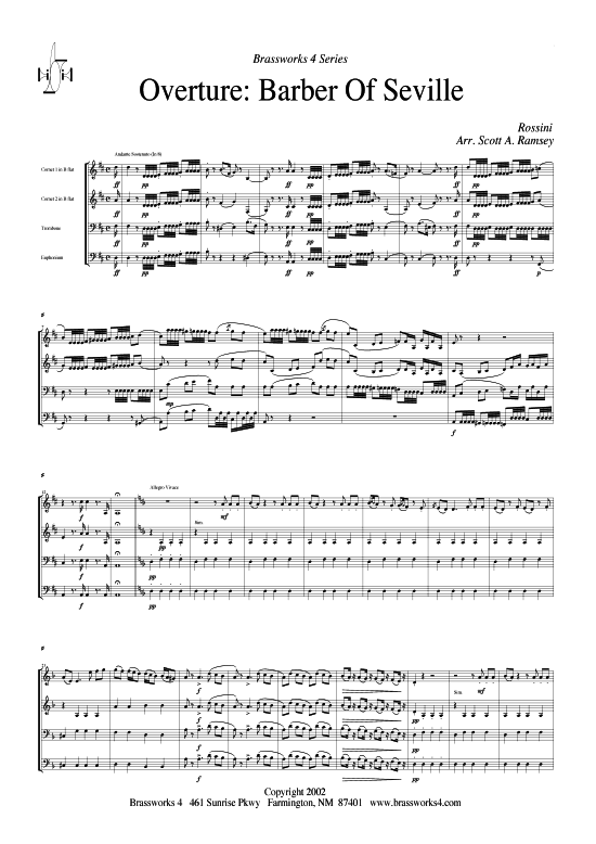 Ouvert re (2xTromp in B Horn in F (Pos) Pos) (Quartett (Blech Brass)) von Gioacchino Rossini (aus Barbier von Sevilla)