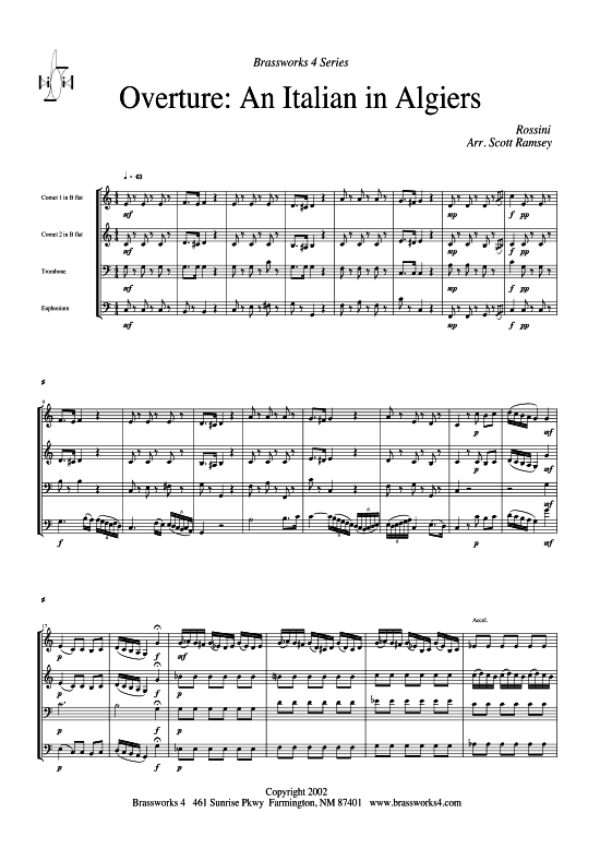 Ouvert re (2xTromp in B Horn in F (Pos) Pos) (Quartett (Blech Brass)) von Gioacchino Rossini (aus Ein Italiener in Algerien)