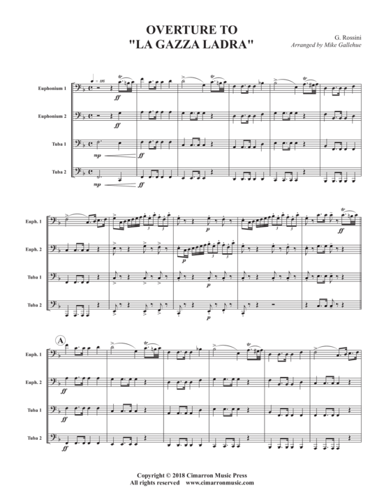 Overture to La Gazza Ladra (Tuba Quartett EETT) (Quartett (Tuba)) von Gioacchino Rossini