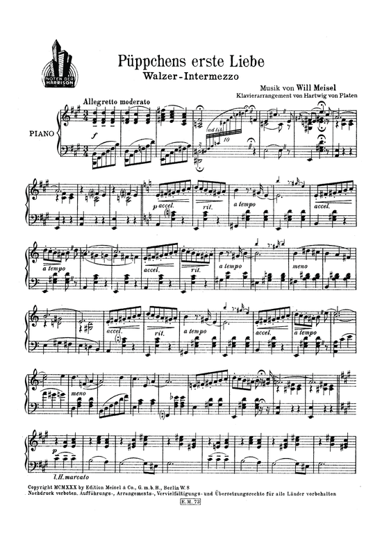 P uuml ppchens erste Liebe (Klavier Solo) (Klavier Solo) von Walzer-Intermezzo