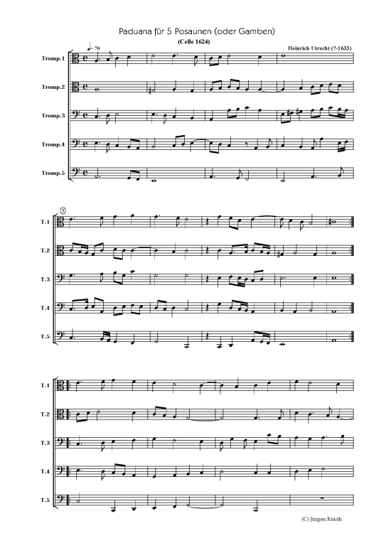 Paduana (Posaunen-Quintett) (Quintett (Blech Brass)) von Heinrich Utrecht ( -1633)