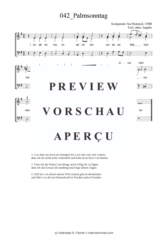 Palmsonntag (Gemischter Chor SAB) (Gemischter Chor (SAB)) von bei Hommel 1588