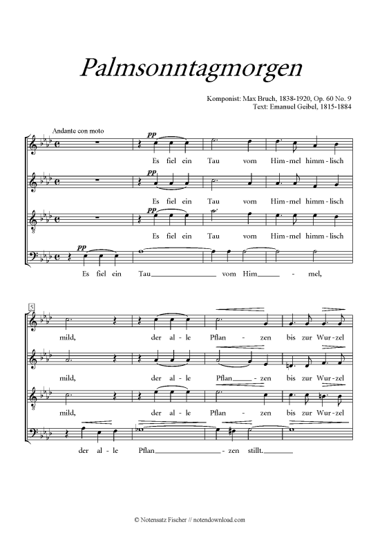 Palmsonntagmorgen (Gemischter Chor) (Gemischter Chor) von Max Bruch (op. 60 Nr. 9)