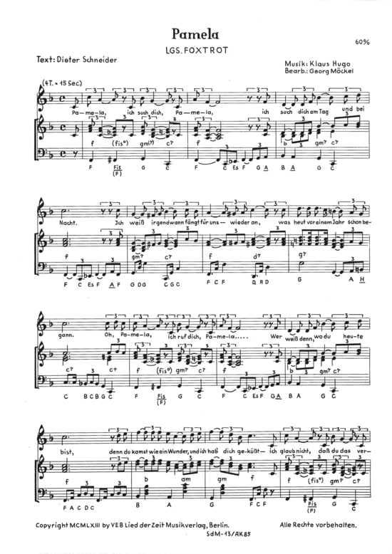 Pamela (Klavier + Gesang) (Klavier Gesang  Gitarre) von Langsamer Foxtrot (1963)