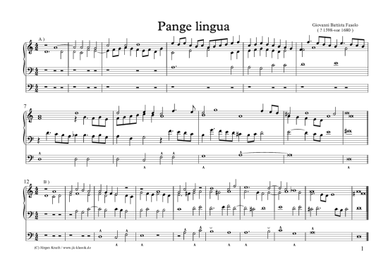 Pange lingua (Orgel Solo) (Orgel Solo) von Giovanni Battista Fasolo