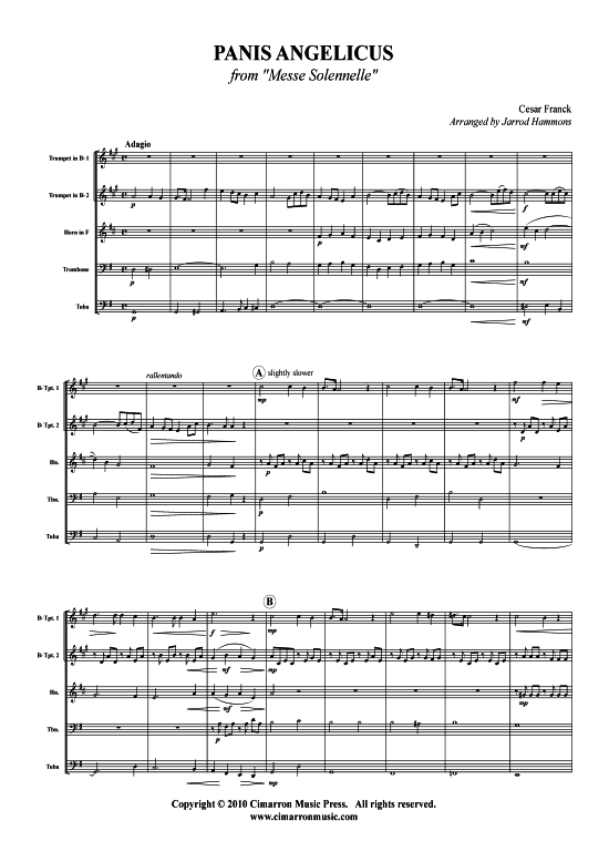 Panis angelicus (Blechbl auml serquintett) (Quintett (Blech Brass)) von Cesar Franck