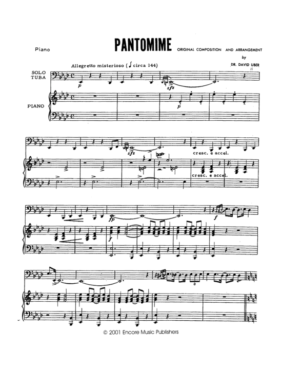 Pantomime (Tuba + Klavier) (Klavier  Tuba) von David Uber